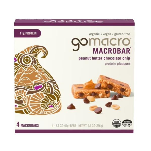 ゴーマクロ マクロバー ピーナッツバターチョコチップ 4本入 GoMacro MacroBar Or...