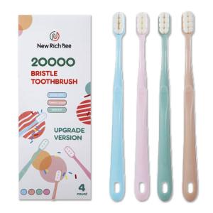 ニューリッチビー エクストラソフト　歯ブラシ 大人用 20,000本の毛 4本入り newrichbee Micro Nano Extra Soft Toothbrush