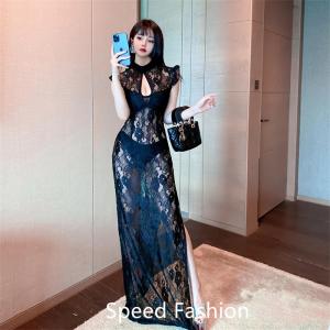 ダンス衣装　セクシー　舞台衣装　ロングドレス　バーレスク スパンコール 衣装 ワンピース ドレス バーレスクダンス衣装 羽根つき