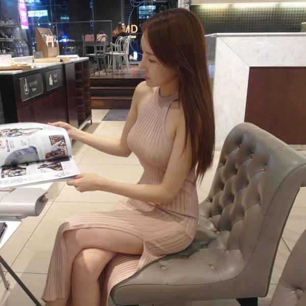 セクシーなロングスリットワンピース■TAL0395■