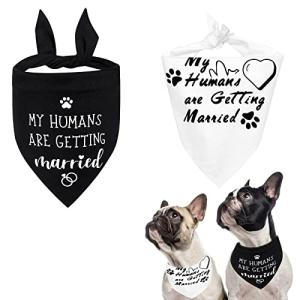 HACRAHO  犬の結婚式のバンダナ, 2個 私の人間は結婚しています トライアングルドッグバンダナ ブライダルパーティーの婚約発表のためのリバーシ