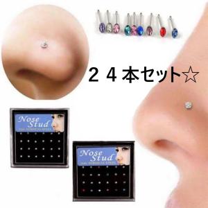 鼻ピアス 鼻ピ ボディピアス 24個セット ユニセックス ステンレス