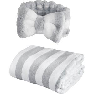 カラリ carari カラリヘアケアセット グレー ヘアバンド ヘアタオル 吸水 時短 メイク ロングヘア ショートヘア タオルドライ スキンケア ビッグサイズ タオル