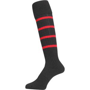 マイン mine ラグビー ソックス RUGBY SOCKS メンズ ブラック×レッド 25-27cm ストッキング 靴下 摩耗に強い サッカー 部活 クラブ チーム トレーニン
