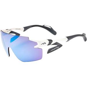 エアフライ Airfly 鼻パッドがないスポーツサングラス AF-302 C-5WP パールホワイト偏光ブルーピンクミラーワイドプロテクトレンズ装着 AF302C5WP