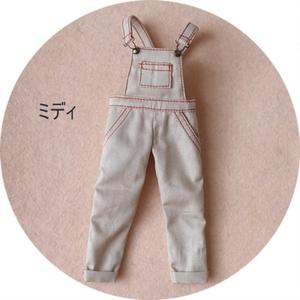 [20cmDoll・ミディブライス用] 胸ポケットオーバーオール（ベージュ）☆ネコポス可
