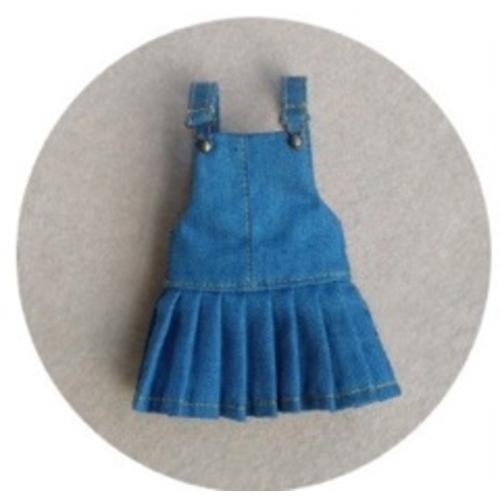 [1/6Doll・ネオブライス用] デニム地プリーツジャンパースカート☆ネコポス可