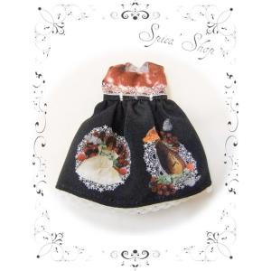 [20cmDoll] ミディブライス用 spicaオリジナルプリントワンピース(ヴィンテージベア)