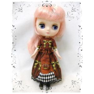 [20ｃｍDoll・ミディブライス用]　spicaオリジナルプリントワンピース（ゴージャスクラウン)