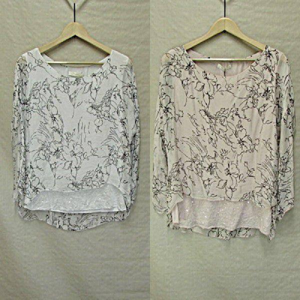 ブラウス レディース IMPORT インポート イタリア製 シルク花柄ブラウス
