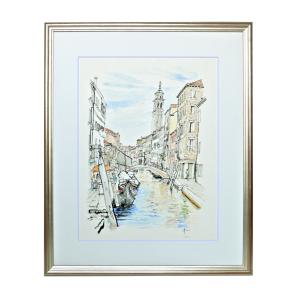 019】水彩(葦ペン画) 原画「イタリア・ベネチアの町」 : スピカ