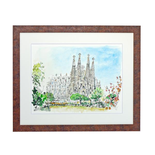 【018】水彩(葦ペン画) 原画「スペイン・バルセロナのサグラダファミリア教会」