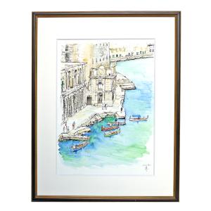 藤森悠二 水彩画 絵画 絵 ローマ・スペイン階段 イタリア ローマの休日
