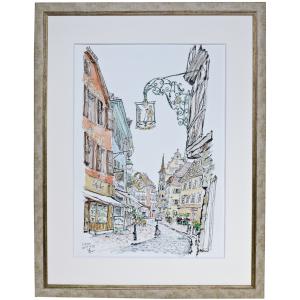 009】水彩(葦ペン画) 原画「オランダ・アムステルダムの風景