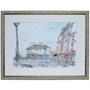 パリ 風景画 絵画 フランス モンマルトルの丘 水彩画 藤森悠二