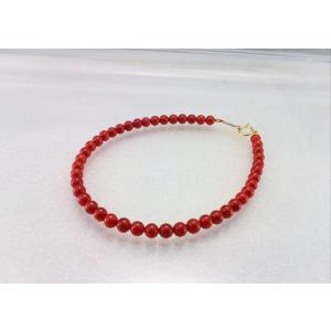 赤珊瑚 あかさんご サンゴ ブレスレット 玉 18金チェーン ナチュラル