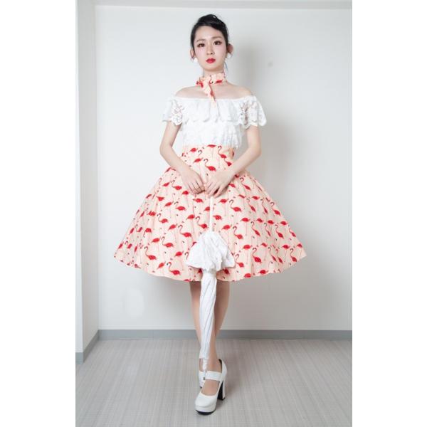 SpiceUp★Groovyオリジナル☆ピンクベージュフラミンゴサーキュラー50’ｓスカート！共布お...