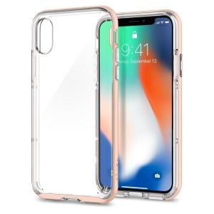 iPhone X ケース Spigen ネオ・ハイブリッド クリスタル Neo Hybrid Crystal （ブラッシュゴールド/ガンメタル） TPU バンパー 二重構造 背面クリア