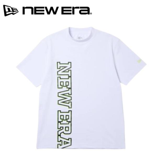 ニューエラ ゴルフ 半袖 ミッドネック Tシャツ 鹿の子 Vertical Logo ホワイト NE...