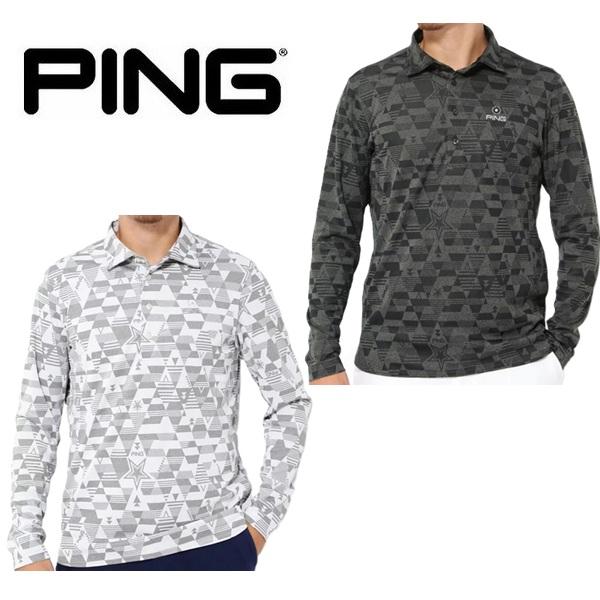 ピン ゴルフ PING GEOMETRIC プリント 長袖 ポロシャツ PING 621-32610...