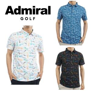 アドミラル ゴルフ メンズ  マルチロゴプリント シャツ ADMIRAL ADMA331 2023年春夏モデル｜spiralgolf2018