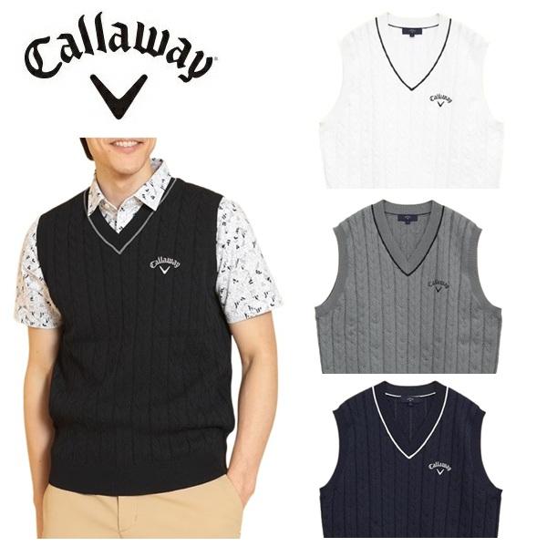 キャロウェイ ゴルフ メンズ ヘリンボーンVネックニットベスト Callaway Golf  C25...