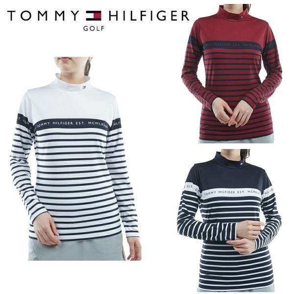トミーヒルフィガー ゴルフ レディース ボーダー ハイネック長袖シャツ TOMMY HILFIGER...