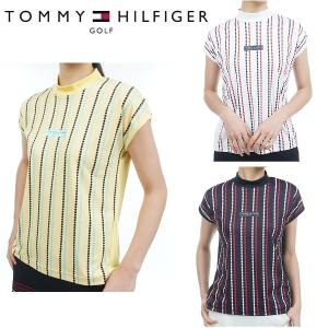 トミーヒルフィガー ゴルフ レディース チェーンドット フレンチモックネックシャツ TOMMY HILFIGER THLA323 2023年春夏モデル｜spiralgolf2018