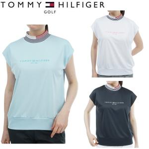 トミーヒルフィガー ゴルフ レディース フロントロゴ フレンチスリーブモックシャツ TOMMY HILFIGER GOLF THLA430 2024年春夏モデル｜spiralgolf2018