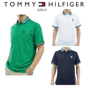 トミーヒルフィガー ゴルフ メンズ マルチライン 半袖ポロシャツ TOMMY HILFIGER GOLF THMA407 2024年春夏モデル｜spiralgolf2018