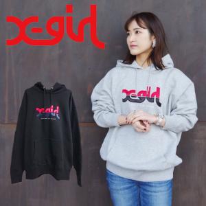 X-girl エックスガール  ATHLETIC LOGO SWEAT HOODIE (105231012008)｜spisurre