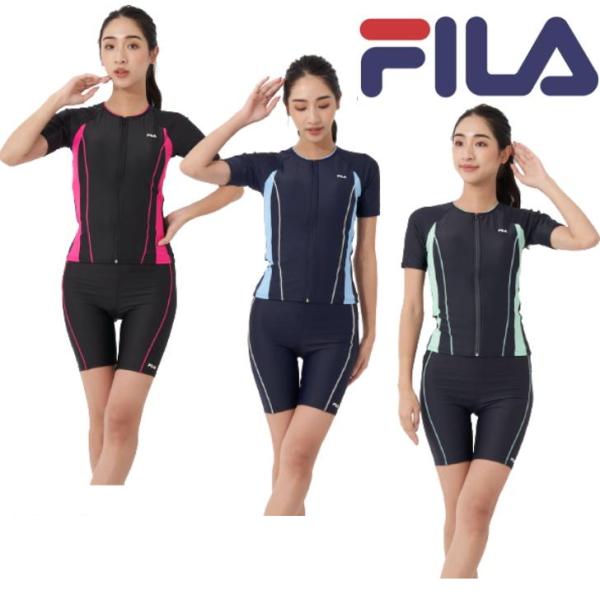 FILA フィラ 水着 レディース 半袖 タンキニ フルジップ セパレート フィットネス スイム ウ...