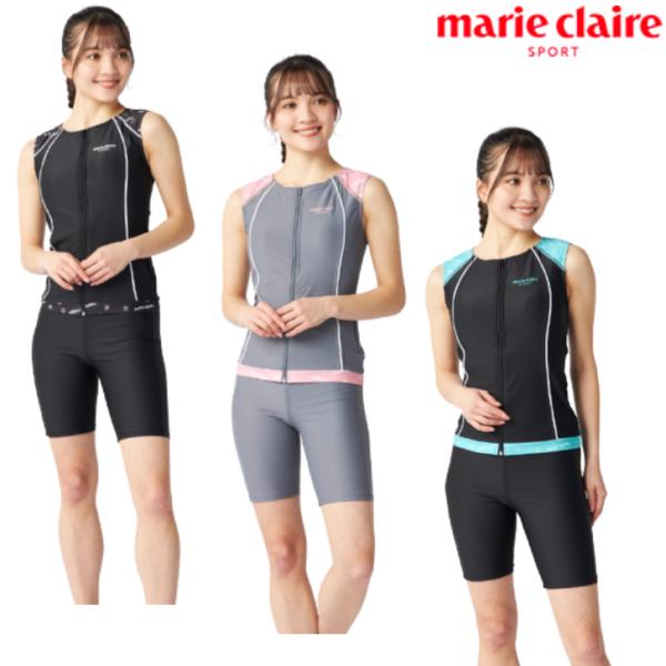 marie claire マリクレール 水着 レディース タンキニ フルジップ セパレート フィット...