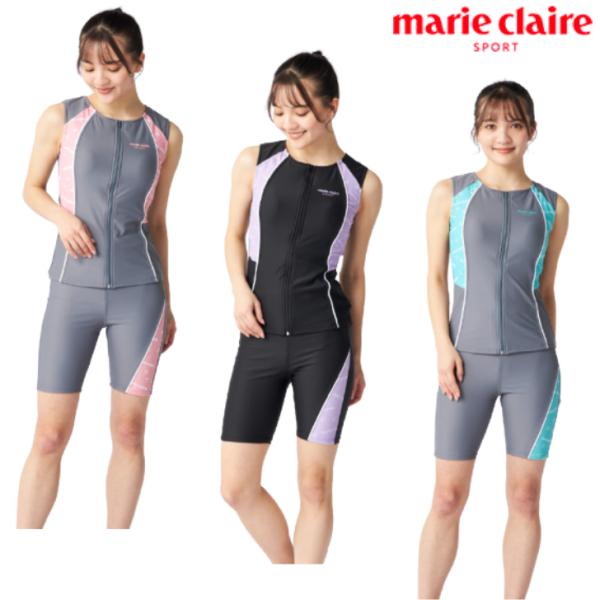 marie claire マリクレール 水着 レディース タンキニ フルジップ セパレート フィット...