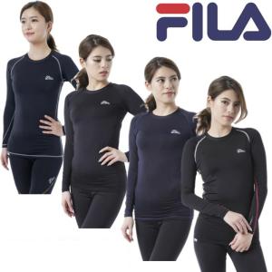 FILA フィラ コンプレッション クルーネック ロングスリーブシャツ 419-402 レディース RUN FITNESS 送料無料｜スポコンストア