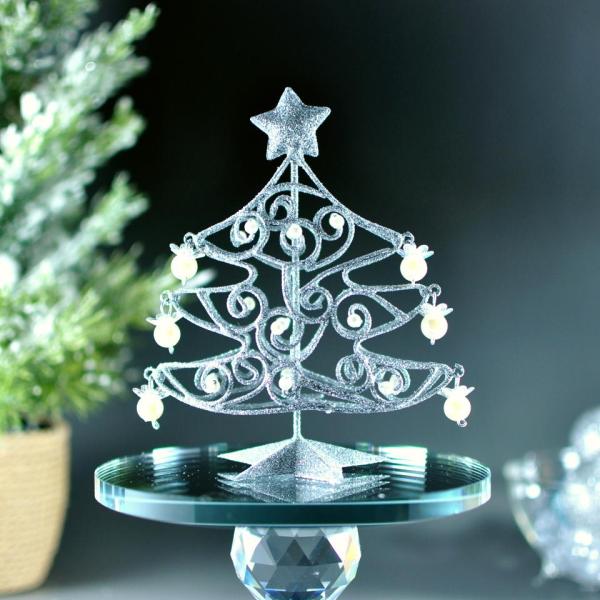 シルバーワイヤーツリー クリスマス キラキラ 大人可愛い 北欧 ギフト ツリー インテリア シルバー