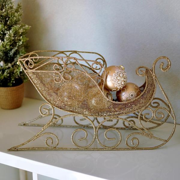 ゴールドワイヤーソリオブジェ クリスマス キラキラ ソリ シャンパンゴールド かわいい 北欧 ギフト...