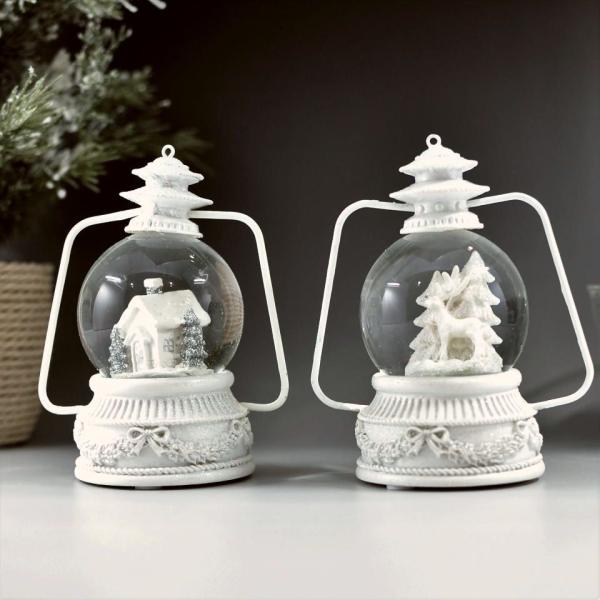 LEDミニランタン スノードーム ホワイト クリスマス LEDライト シンプル 北欧 ギフト ツリー...