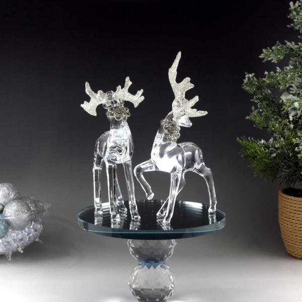 トナカイ 透明 クリスマス 置物 北欧インテリア リビング ２個セット
