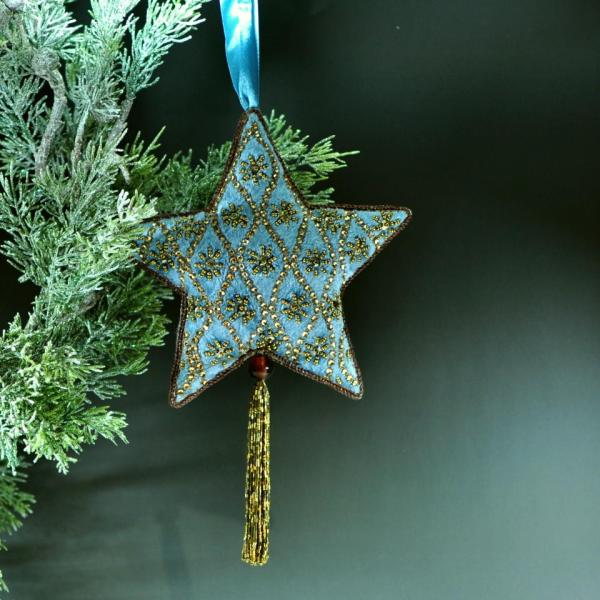 ハンギングスター 星型 刺繍 クリスマス オーナメント 壁掛け