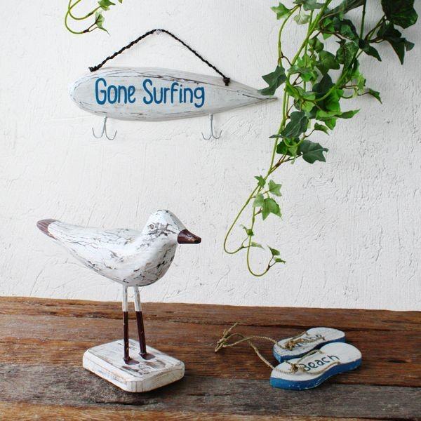 かもめ(大) シーガル インテリア かわいい リビング オブジェ 西海岸 コースタルリビング 木彫り...