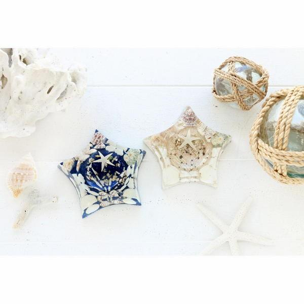 トレイ 小物入れ ガラス スターフィッシュ＆シェル おしゃれ インテリア ギフト 西海岸 コースタル...