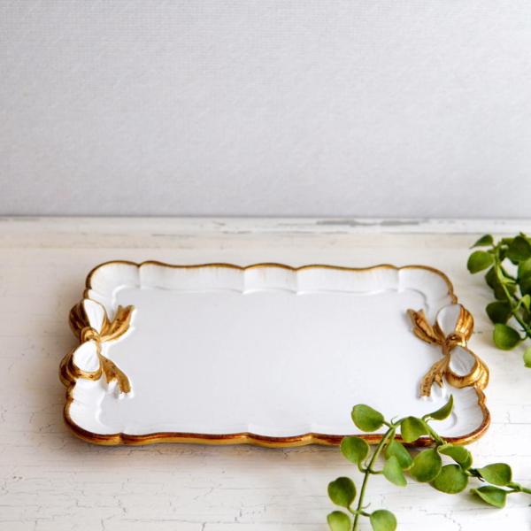 ベルサイユトレイ スクエア ダイニング雑貨 飾り皿 おしゃれ リボン インテリア ギフト 西海岸 ア...