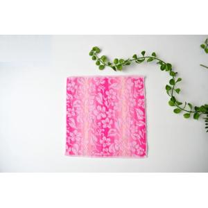 ハンドタオルピンク プルメリア タオル ハンカチ おしゃれ スタイリッシュ ハワイアン ギフト（メー...