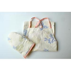 エプロンミトンセット コーラル柄 おしゃれ ナチュラル ハワイアン ギフト プレゼント コースタルリ...