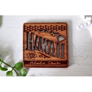 HAWAIIコースター 4枚セット ハワイアン 雑貨 ギフト ハワイ ビーチハウス フラ おしゃれ ...