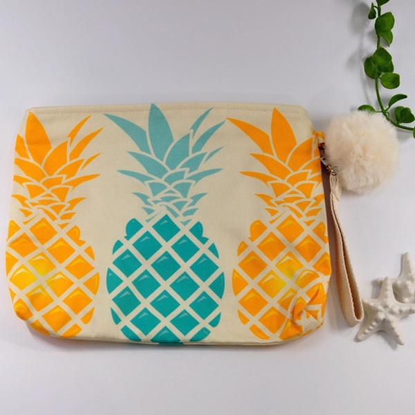 SkyDreamsLLC パイナップル ポーチ 防水裏地付き メードインハワイ ハワイアン フラ ビ...