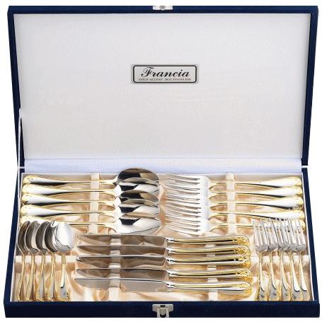 ALFACT ≪金彩≫フランシア ディナーセット25pc (名入れ無料)【カトラリーセット】【日本製...