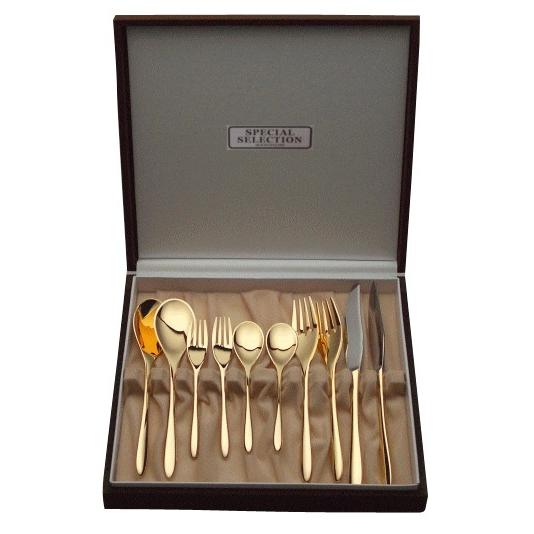 ALFACT ≪24金仕上≫琵琶 ぺアセット10pc【ギフトケース付き】 カトラリーセット (名入れ...