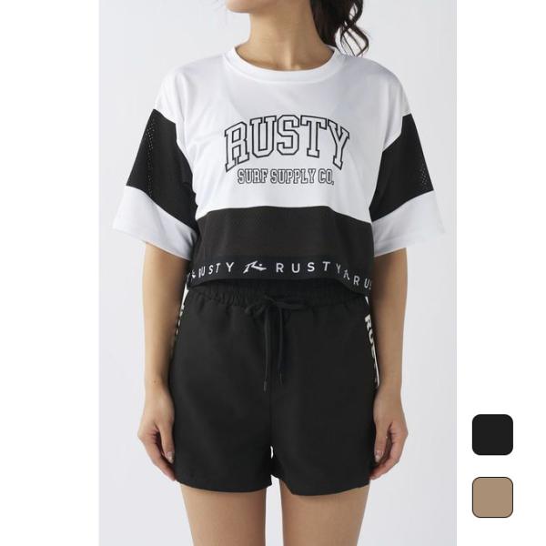 ラスティ RUSTY レディース サーフ マリン ウェア 水着 メッシュ切り替えTシャツ付き 3点水...